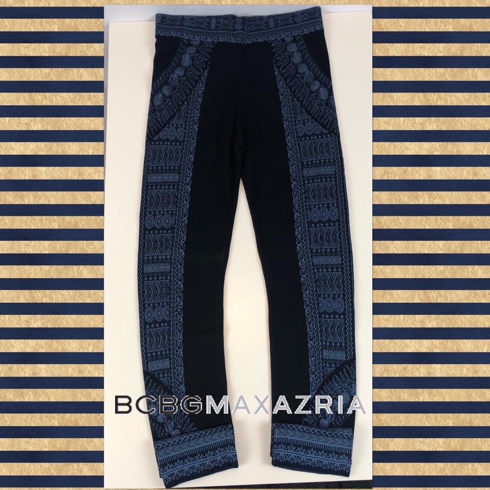 BCBG MAXAZRIA Printed Knit Leggings Size Large